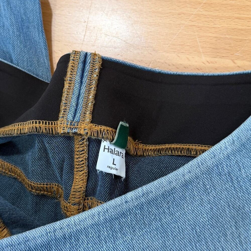 NWOT Halara Flex High Waisted Stripe Wide Leg Flowy Washed Casual Jeans Pockets - Picture 6 of 8